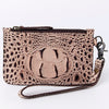 ADBG961 American Darling Crocodile Embossed Western Leather Wristlet Bag