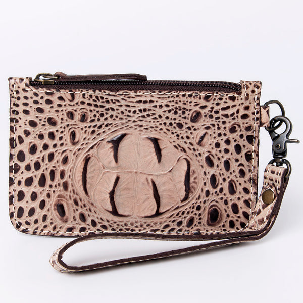 ADBG961 American Darling Crocodile Embossed Western Leather Wristlet Bag