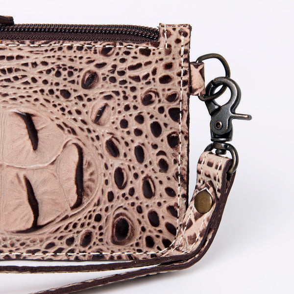 ADBG961 American Darling Crocodile Embossed Western Leather Wristlet Bag