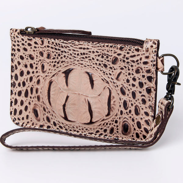 ADBG961 American Darling Crocodile Embossed Western Leather Wristlet Bag
