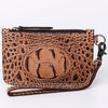 ADBG961 American Darling Crocodile Embossed Western Leather Wristlet Bag