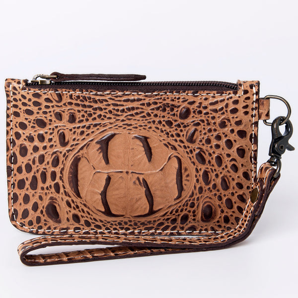 ADBG961 American Darling Crocodile Embossed Western Leather Wristlet Bag