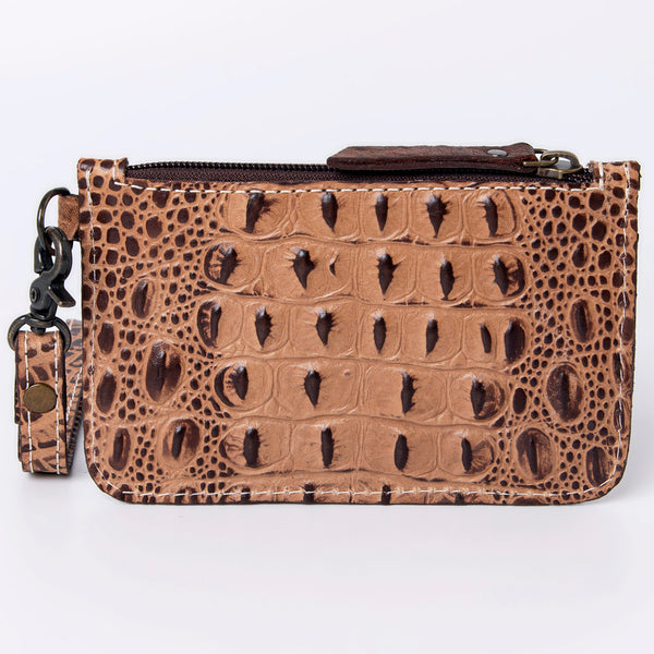 ADBG961 American Darling Crocodile Embossed Western Leather Wristlet Bag