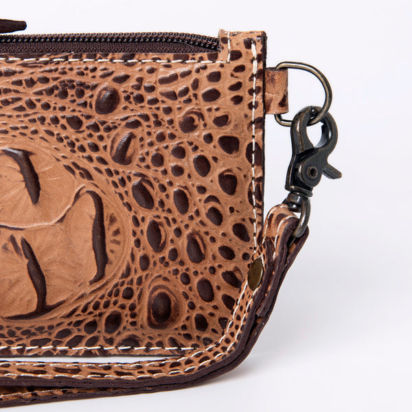 ADBG961 American Darling Crocodile Embossed Western Leather Wristlet Bag