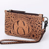 ADBG961 American Darling Crocodile Embossed Western Leather Wristlet Bag