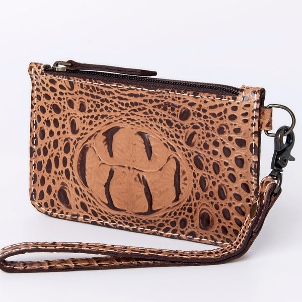 ADBG961 American Darling Crocodile Embossed Western Leather Wristlet Bag