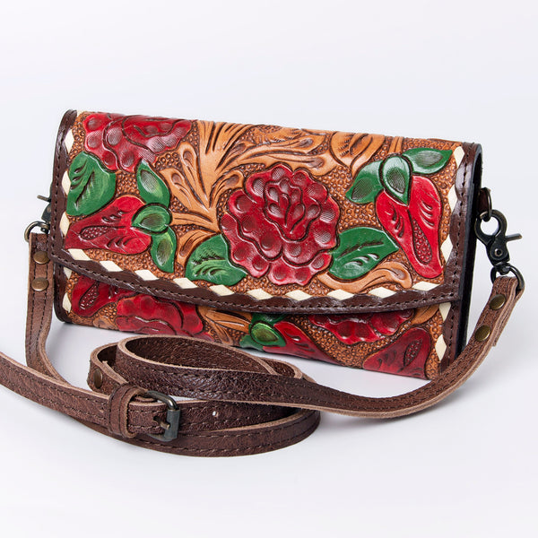 ADBG889 American Darling Hand Tooled Leather Wallet | Western Tooled Crossbody Wallet