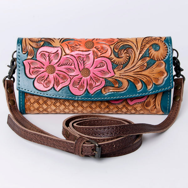 ADBG889 American Darling Hand Tooled Leather Wallet | Western Tooled Crossbody Wallet