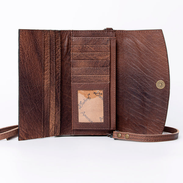 ADBG889 American Darling Hand Tooled Leather Wallet | Western Tooled Crossbody Wallet