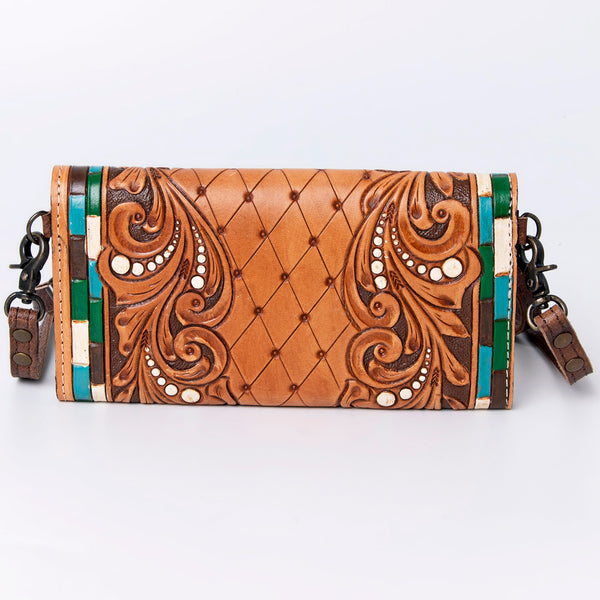 ADBG889 American Darling Hand Tooled Leather Wallet | Western Tooled Crossbody Wallet