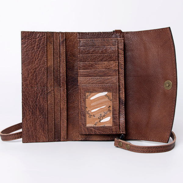 ADBG889 American Darling Hand Tooled Leather Wallet | Western Tooled Crossbody Wallet