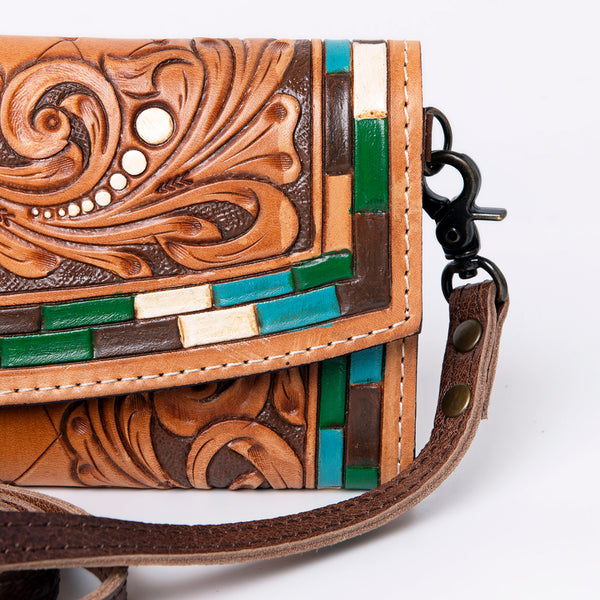 ADBG889 American Darling Hand Tooled Leather Wallet | Western Tooled Crossbody Wallet