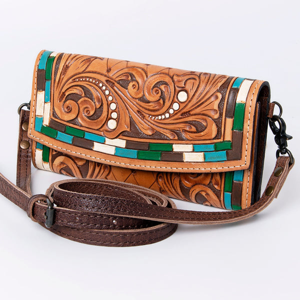 ADBG889 American Darling Hand Tooled Leather Wallet | Western Tooled Crossbody Wallet