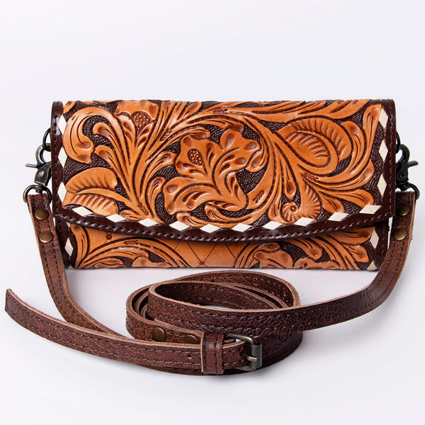 ADBG889 American Darling Hand Tooled Leather Wallet | Western Tooled Crossbody Wallet