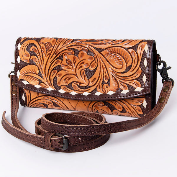 ADBG889 American Darling Hand Tooled Leather Wallet | Western Tooled Crossbody Wallet