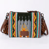 ADBG236 American Darling Hand-Tooled Floral Cross body Bag with Woven Saddle Blanket & Fringes