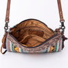 ADBG236 American Darling Hand-Tooled Floral Cross body Bag with Woven Saddle Blanket & Fringes