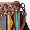 ADBG236 American Darling Hand-Tooled Floral Cross body Bag with Woven Saddle Blanket & Fringes