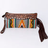 ADBG344 American Darling Hand Tooled Saddle Blanket Wristlet Bag