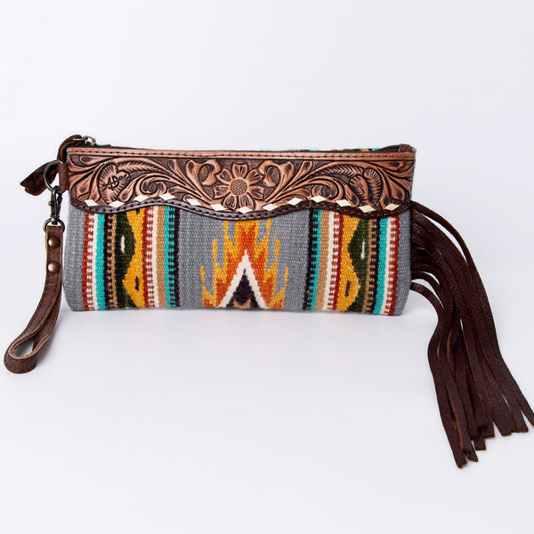 ADBG344 American Darling Hand Tooled Saddle Blanket Wristlet Bag