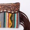 ADBG344 American Darling Hand Tooled Saddle Blanket Wristlet Bag