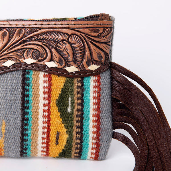 ADBG344 American Darling Hand Tooled Saddle Blanket Wristlet Bag