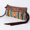 ADBG344 American Darling Hand Tooled Saddle Blanket Wristlet Bag