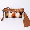 ADBG344 American Darling Hand Tooled Saddle Blanket Wristlet Bag
