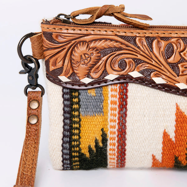 ADBG344 American Darling Hand Tooled Saddle Blanket Wristlet Bag