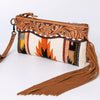 ADBG344 American Darling Hand Tooled Saddle Blanket Wristlet Bag