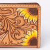 ADBG488 Artisan Genuine Leather Clutch with Tooled Floral Patterns and Braided Trim