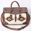 ADBG516 American Darling Hand Tooled Floral & Hand Woven Saddle Blanket Western Duffel Bag