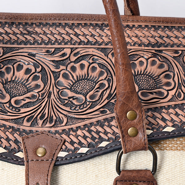 ADBG516 American Darling Hand Tooled Floral & Hand Woven Saddle Blanket Western Duffel Bag