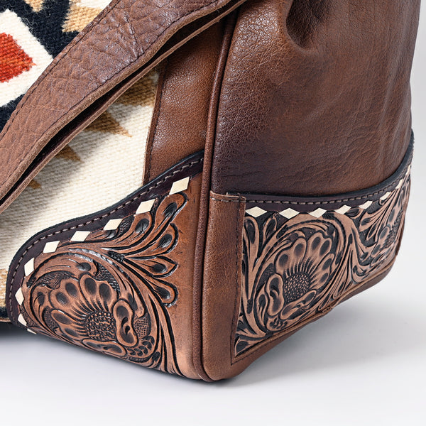ADBG516 American Darling Hand Tooled Floral & Hand Woven Saddle Blanket Western Duffel Bag