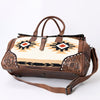 ADBG516 American Darling Hand Tooled Floral & Hand Woven Saddle Blanket Western Duffel Bag