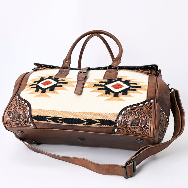 ADBG516 American Darling Hand Tooled Floral & Hand Woven Saddle Blanket Western Duffel Bag