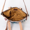 ADBG575 American Darling Hand Woven Saddle Blanket Western Leather Tote Bag with Tassels & Leather Strap