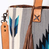 ADBG575 American Darling Hand Woven Saddle Blanket Western Leather Tote Bag with Tassels & Leather Strap