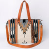 ADBG575 American Darling Hand Woven Saddle Blanket Western Leather Tote Bag with Tassels & Leather Strap