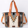 ADBG575 American Darling Hand Woven Saddle Blanket Western Leather Tote Bag with Tassels & Leather Strap