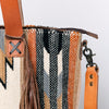 ADBG575 American Darling Hand Woven Saddle Blanket Western Leather Tote Bag with Tassels & Leather Strap