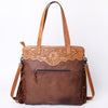 ADBG937 American Darling Western Leather Tote Bag with Hair-On Cowhide and Hand Tooled Floral
