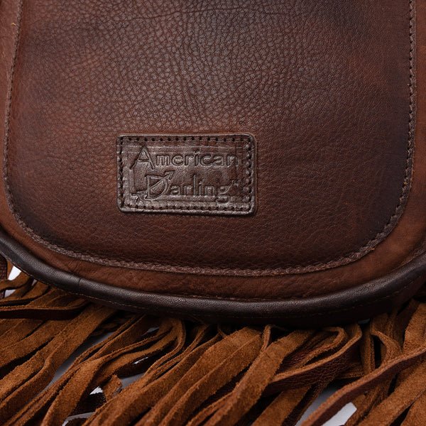 ADBGD129 American Darling Hair-On Cowhide Cross body Bag with Hand-Braided Detail & Fringes
