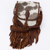 ADBGD129 American Darling Hair-On Cowhide Cross body Bag with Hand-Braided Detail & Fringes