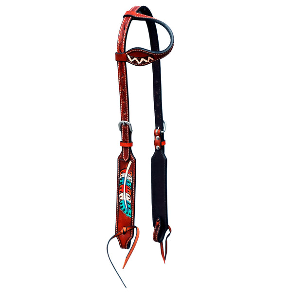 BER388-Western Leather One Ear Headstall