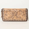 ADBGZ731 Hand Tooled Genuine Leather Floral Zip Organiser - Western Cowgirl Style