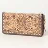 ADBGZ731 Hand Tooled Genuine Leather Floral Zip Organiser - Western Cowgirl Style