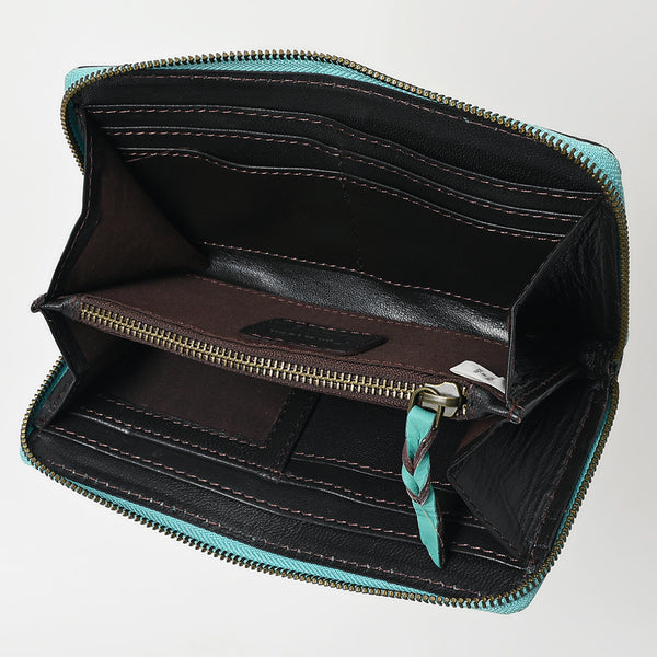 ADBGZ731 Hand Tooled Genuine Leather Floral Zip Organiser - Western Cowgirl Style