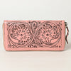ADBGZ731 Hand Tooled Genuine Leather Floral Zip Organiser - Western Cowgirl Style