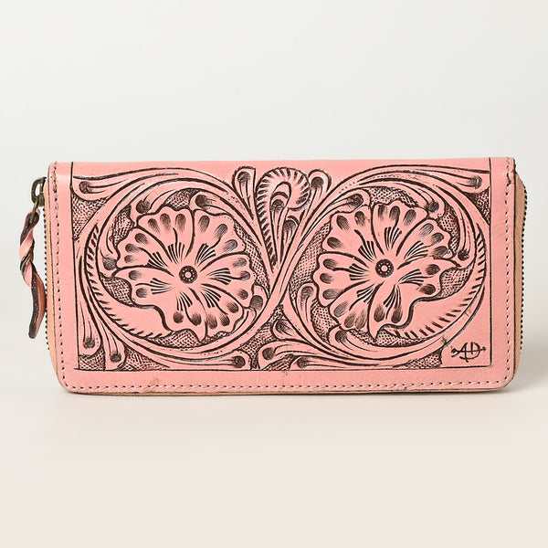 ADBGZ731 Hand Tooled Genuine Leather Floral Zip Organiser - Western Cowgirl Style